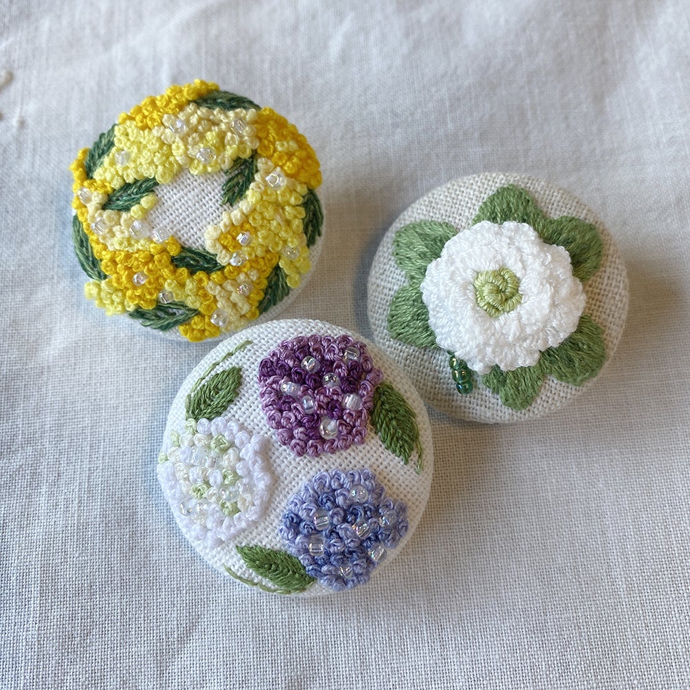 紫陽花刺繍ブローチ