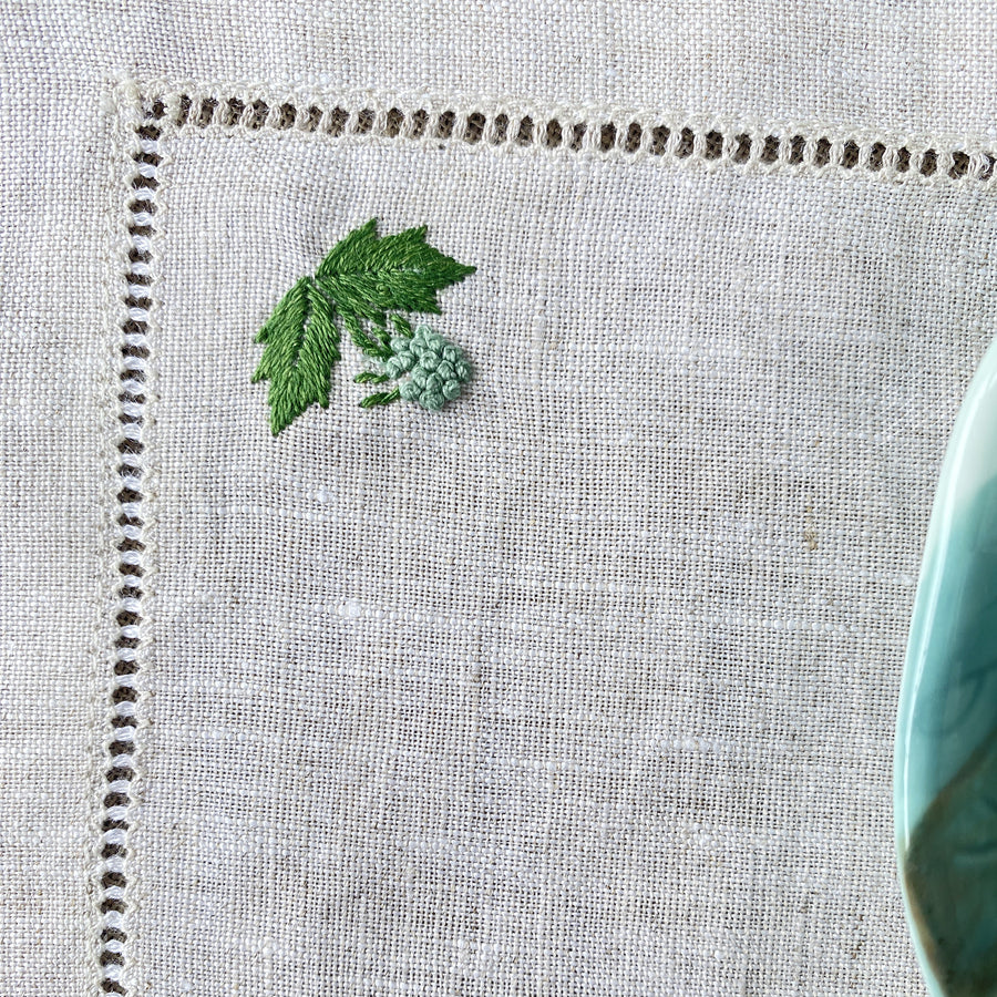 手刺繍リネン ティーマット ワイルドベリー – Zenma