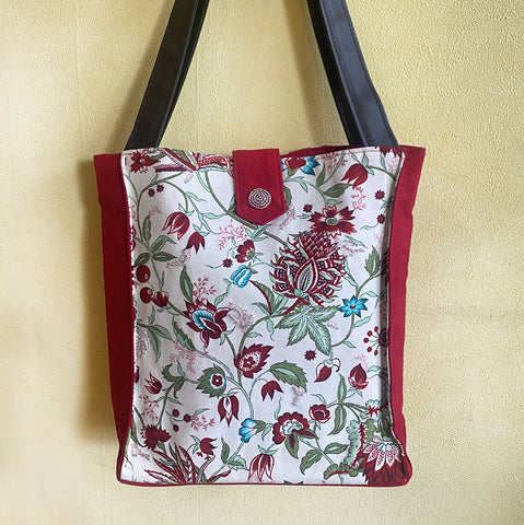 outlet ビーズ刺繍バッグ　 ボタニカル レッド