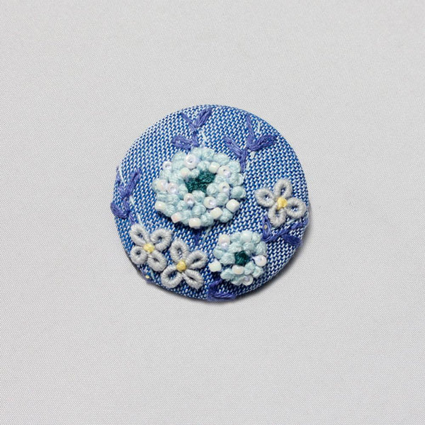 限定製作】 手刺繍ブローチ 紫陽花 フラワーデザイン | www